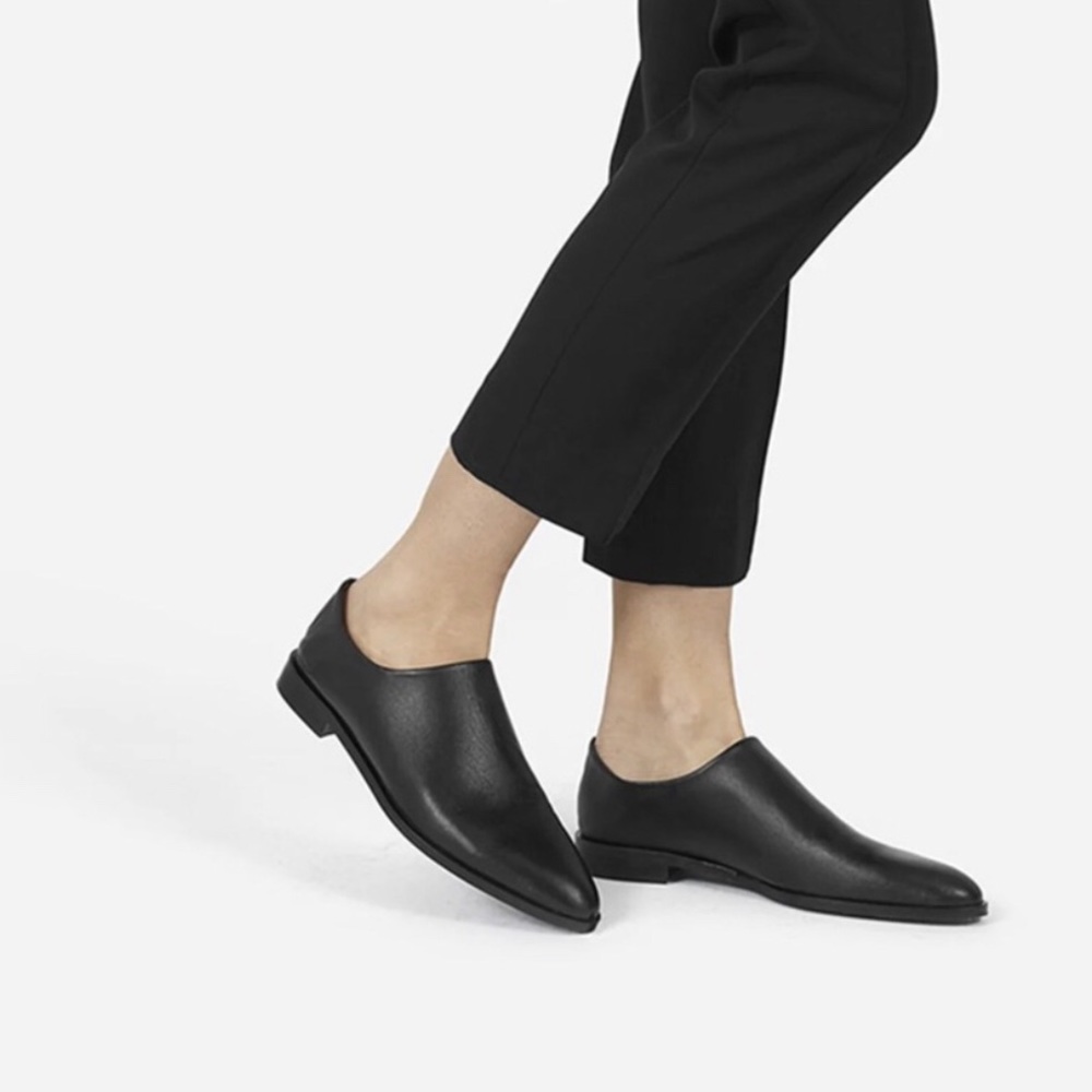 Everlane Modern Babo Leather Black Flats